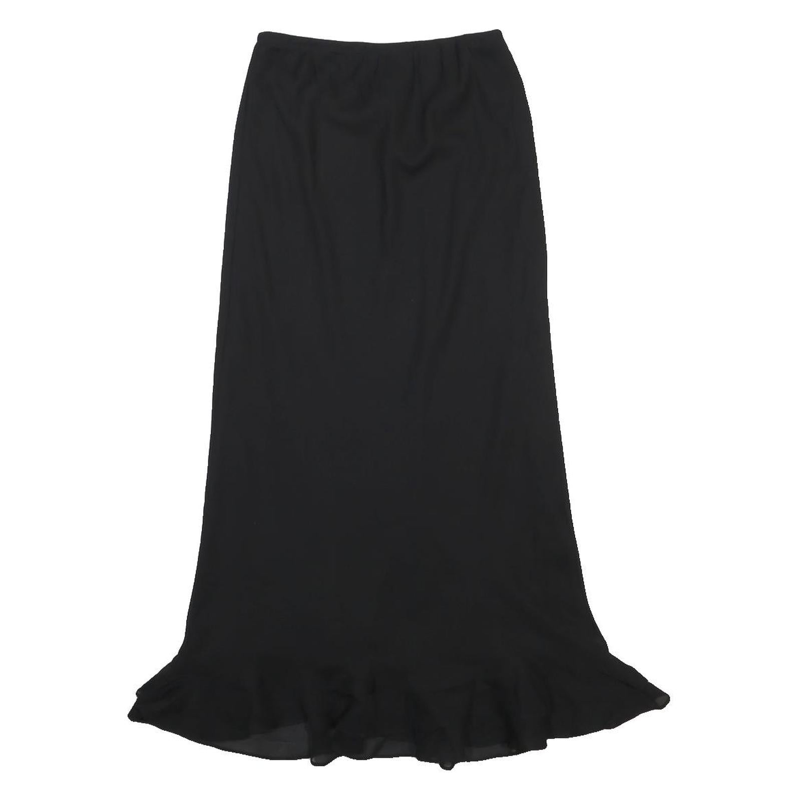 PERI PETITES Womens Black Maxi Polyester Woven Flared Skirt S Elegant Hosiery