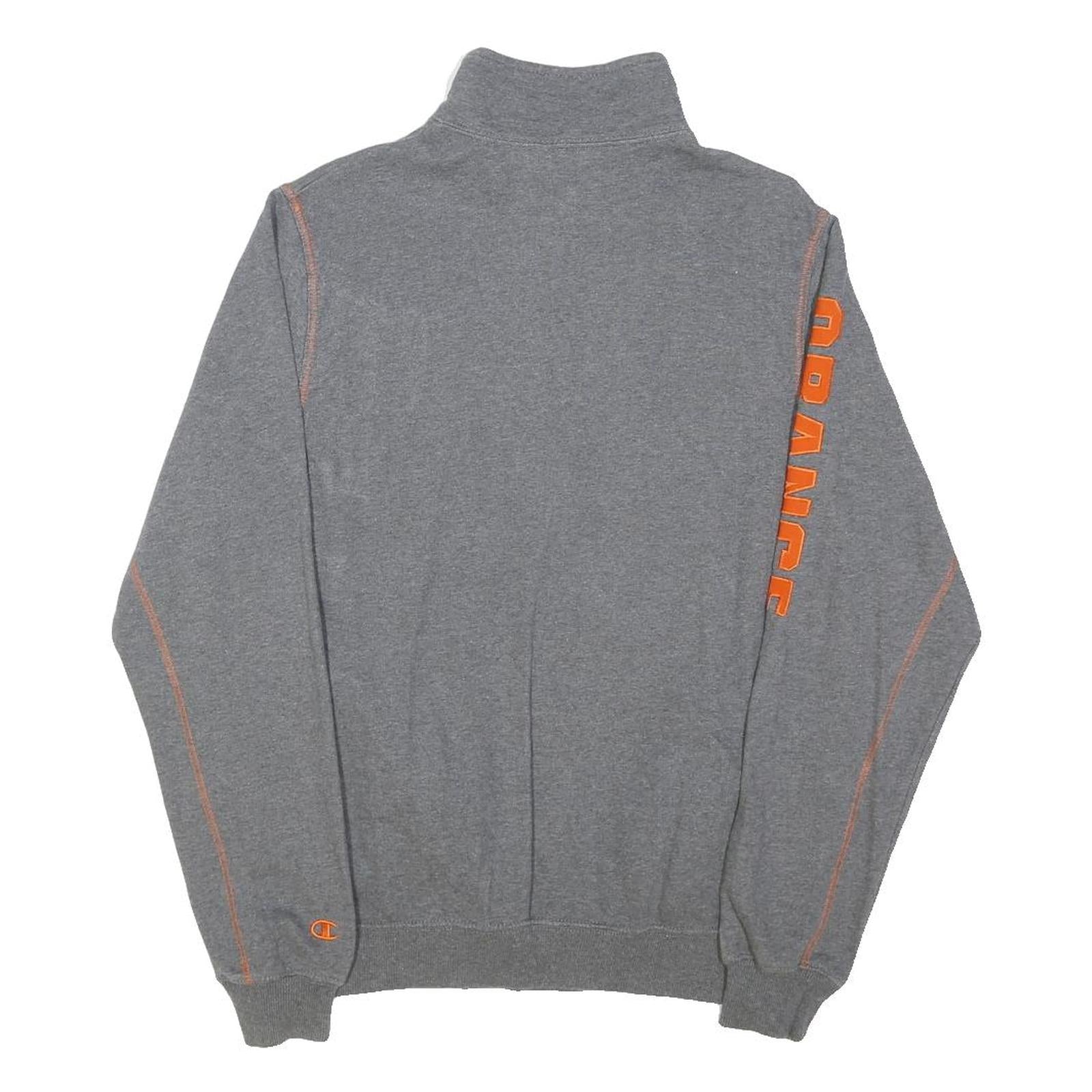 CHAMPION Mens Grey & Orange Syracuse 1/4 Zip Sweatshirt M Cotton Blend Pullover