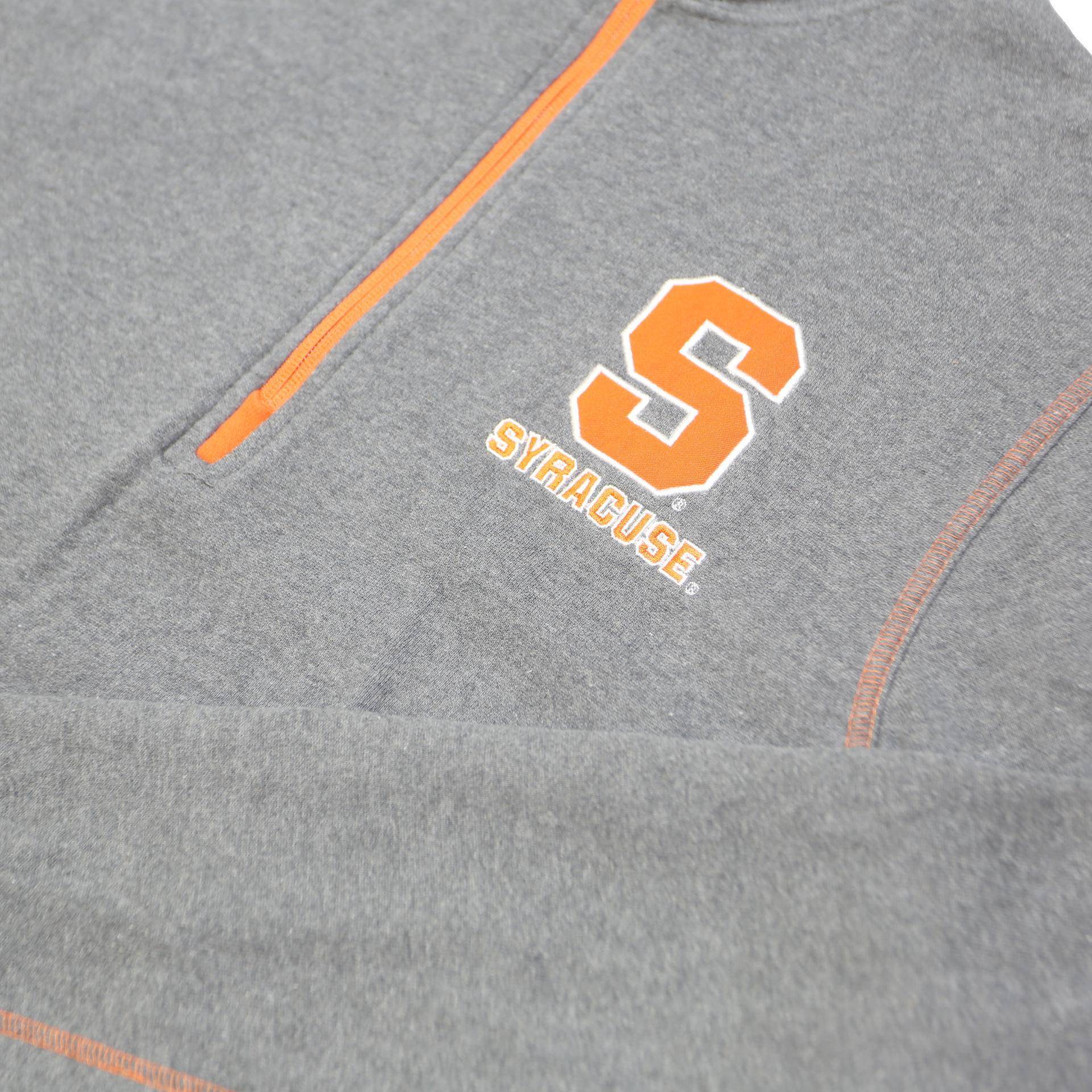 CHAMPION Mens Grey & Orange Syracuse 1/4 Zip Sweatshirt M Cotton Blend Pullover