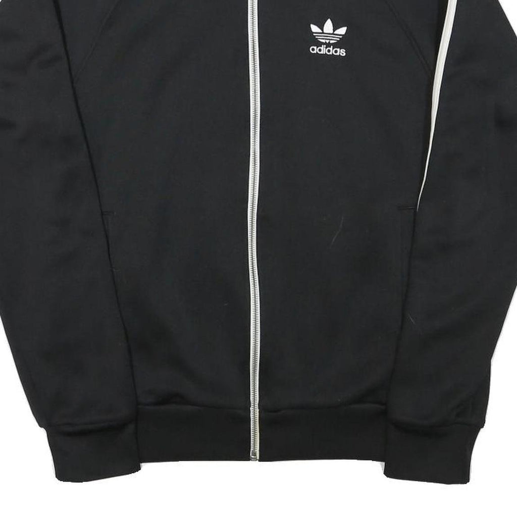 ADIDAS Mens Black Track Jacket S Polyester Blend Plain Zip Closure Sportswear