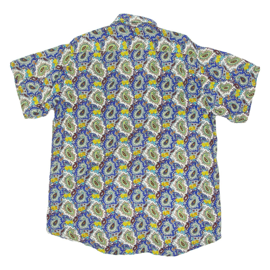 PARADISE Mens Shirt Blue Viscose Paisley XL