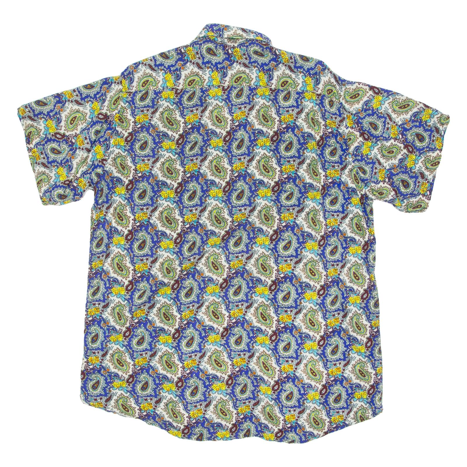 PARADISE Mens Shirt Blue Viscose Paisley XL