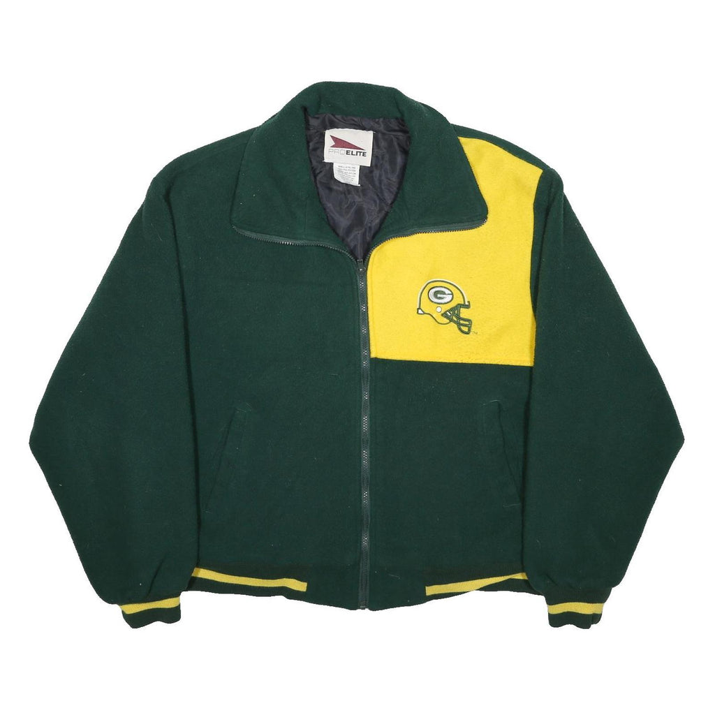 PRO ELITE Womens Green & Yellow Sports Team Zip Jacket L Polyester Plain Warm