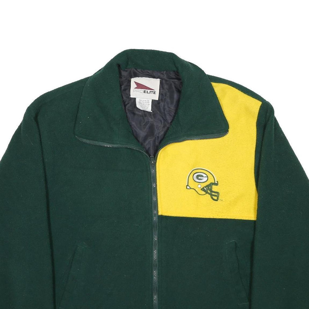 PRO ELITE Womens Green & Yellow Sports Team Zip Jacket L Polyester Plain Warm