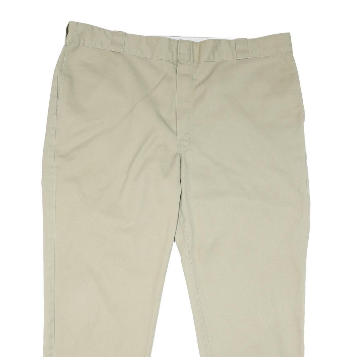 DICKIES Mens Cotton Blend Beige Regular Fit Straight Leg Trousers W44 L29