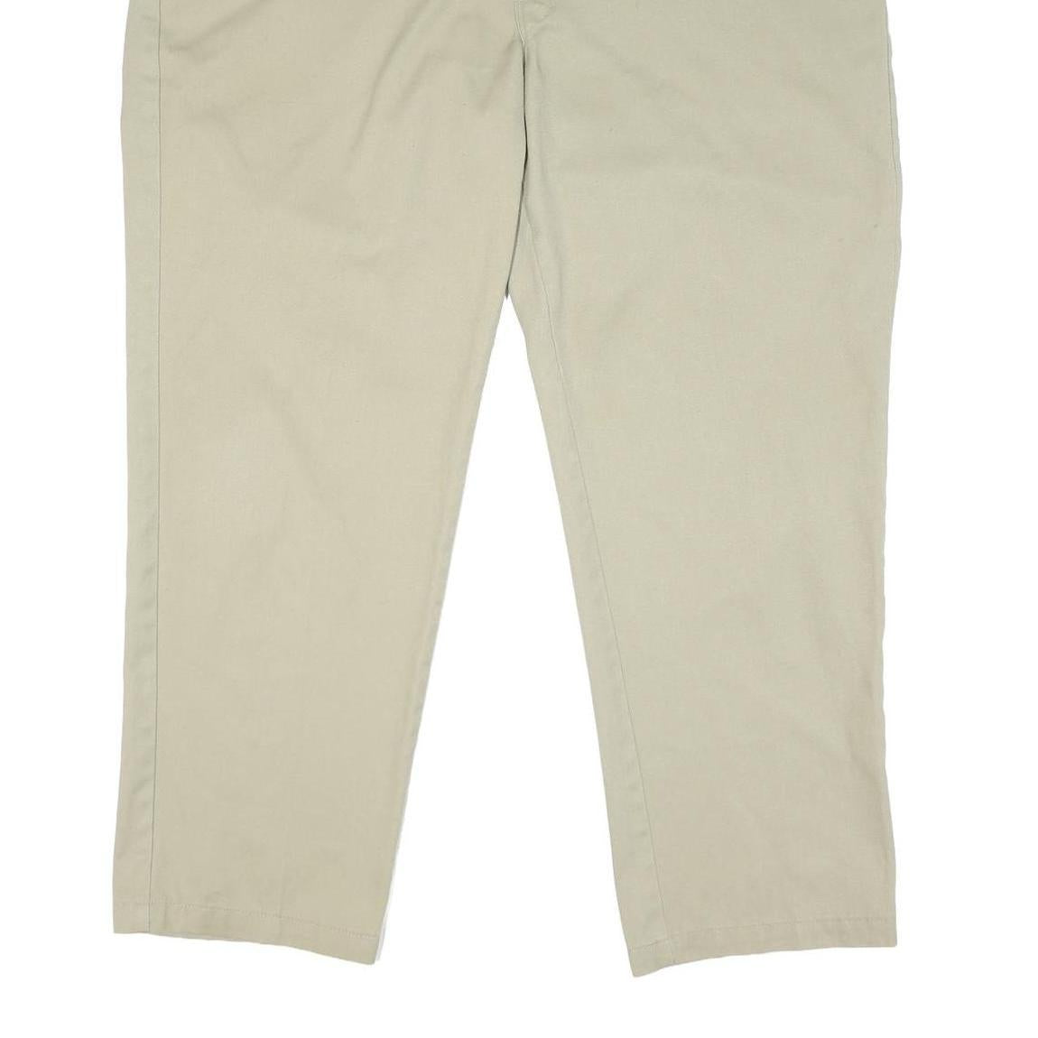 DICKIES Mens Cotton Blend Beige Regular Fit Straight Leg Trousers W44 L29