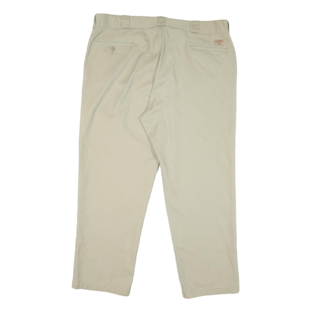 DICKIES Mens Cotton Blend Beige Regular Fit Straight Leg Trousers W44 L29