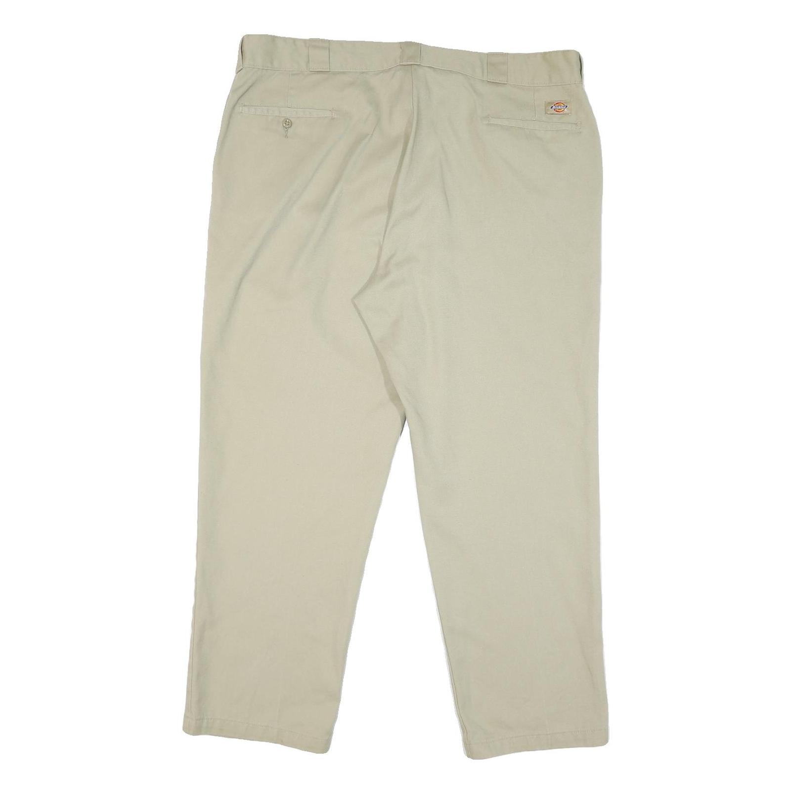 DICKIES Mens Cotton Blend Beige Regular Fit Straight Leg Trousers W44 L29