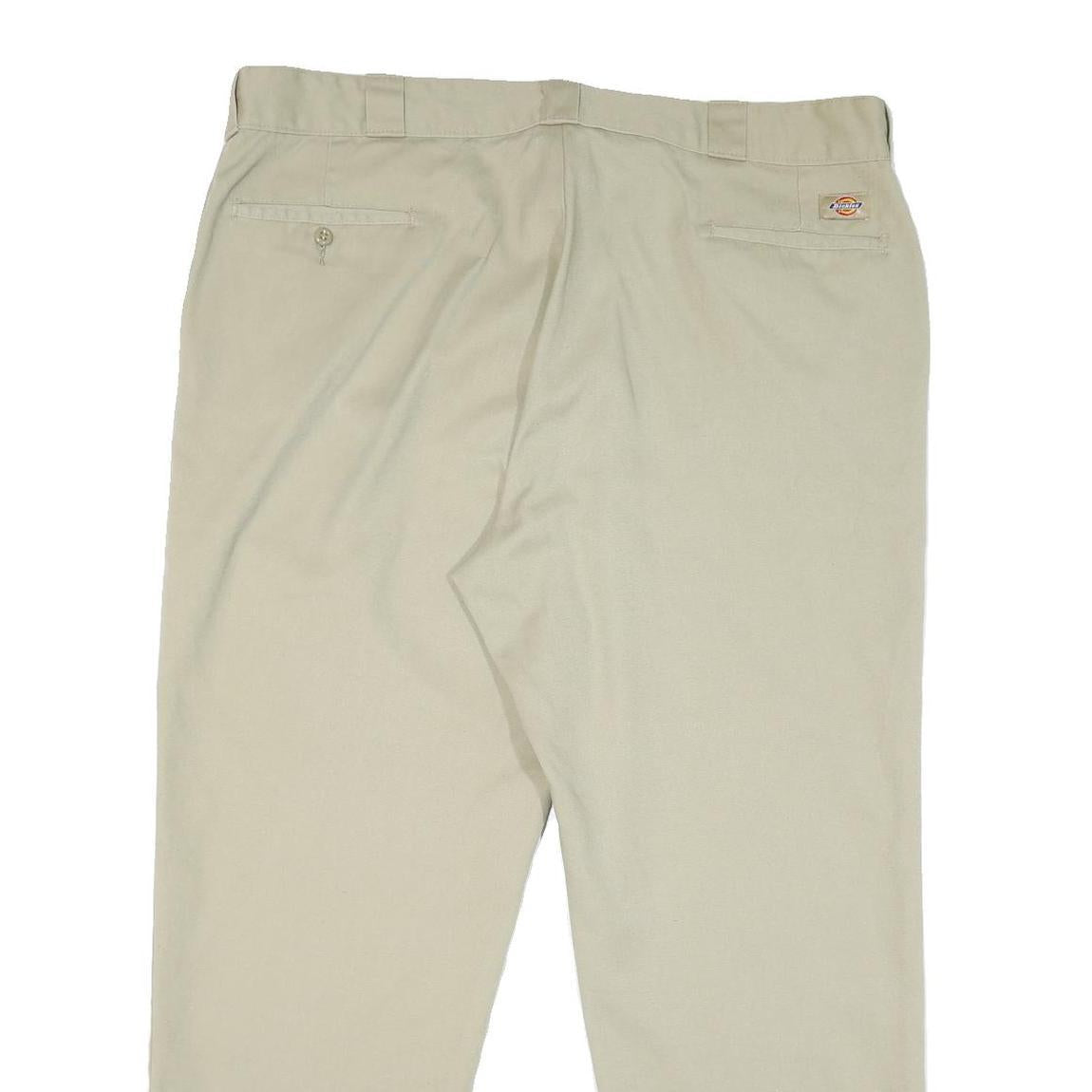 DICKIES Mens Cotton Blend Beige Regular Fit Straight Leg Trousers W44 L29