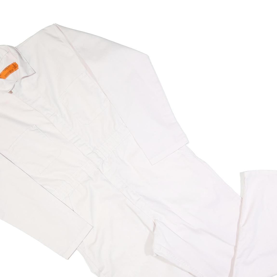 Mens White Cotton Blend Dungarees L W38 L30 Long Sleeve Button Closure Plain