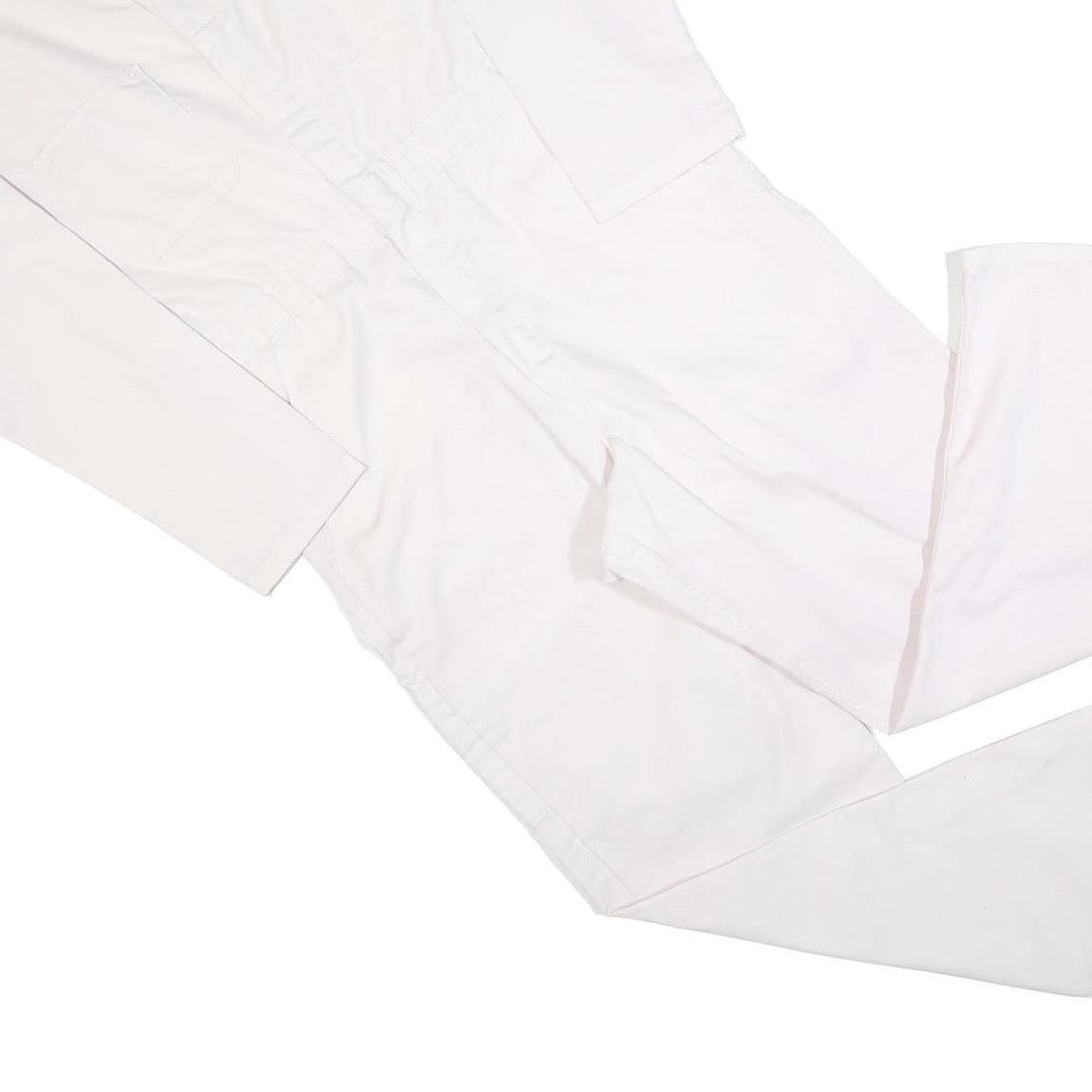 Mens White Cotton Blend Dungarees L W38 L30 Long Sleeve Button Closure Plain