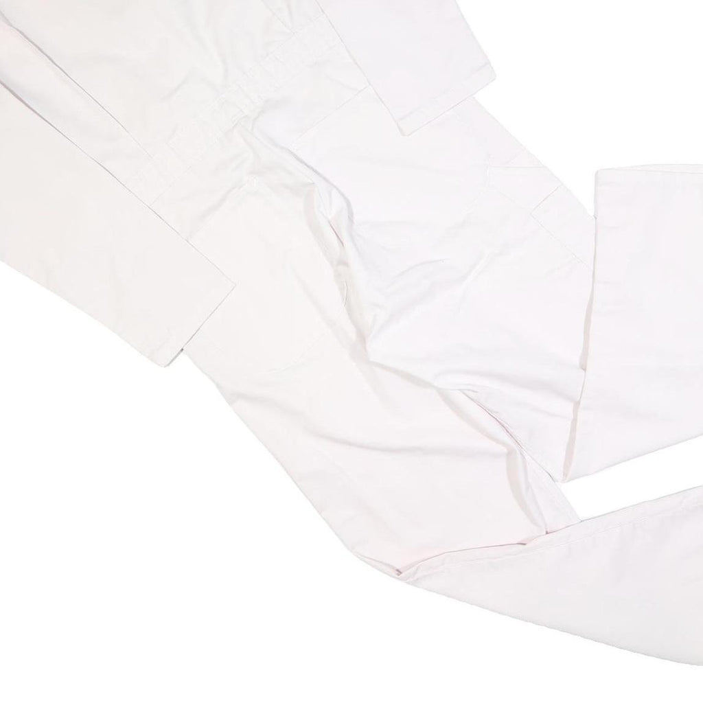 Mens White Cotton Blend Dungarees L W38 L30 Long Sleeve Button Closure Plain