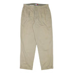 TOMMY HILFIGER Mens Cotton Blend Beige Relaxed Straight Trousers W36 L34 Casual