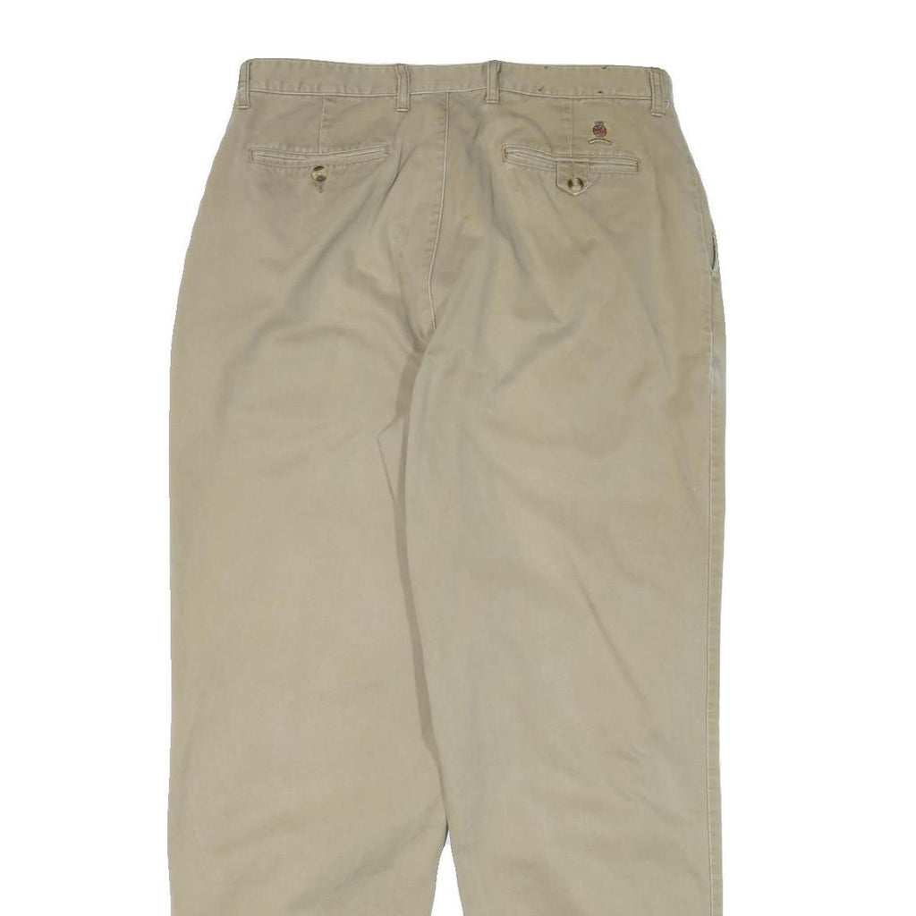 TOMMY HILFIGER Mens Cotton Blend Beige Relaxed Straight Trousers W36 L34 Casual