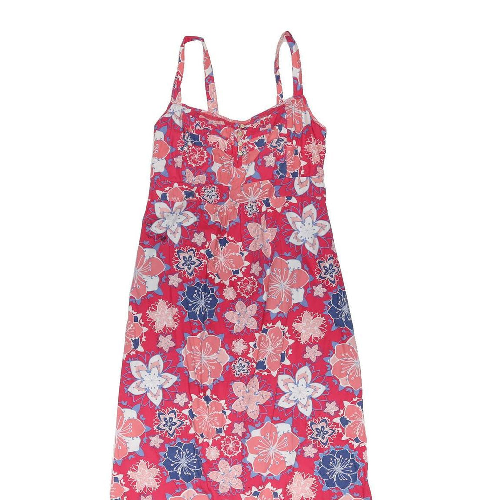 MANTRAY Womens Red Floral Cotton Blend Maxi Dress Sleeveless UK 14 Summer