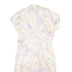 WALLIS Womens Cream & Lilac Floral Day Dress Polyester Short Sleeve Midi M