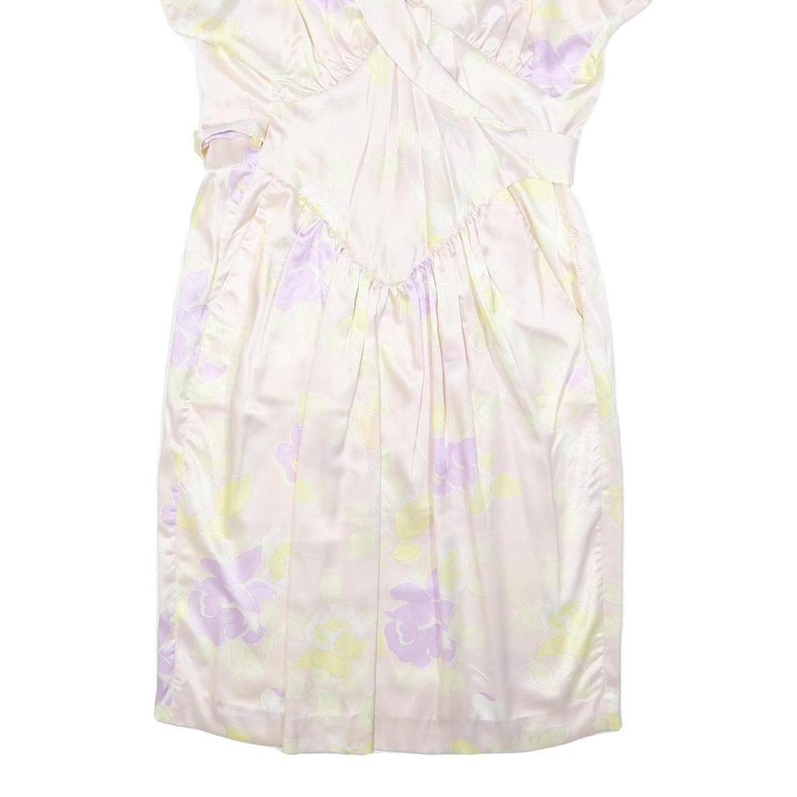 WALLIS Womens Cream & Lilac Floral Day Dress Polyester Short Sleeve Midi M
