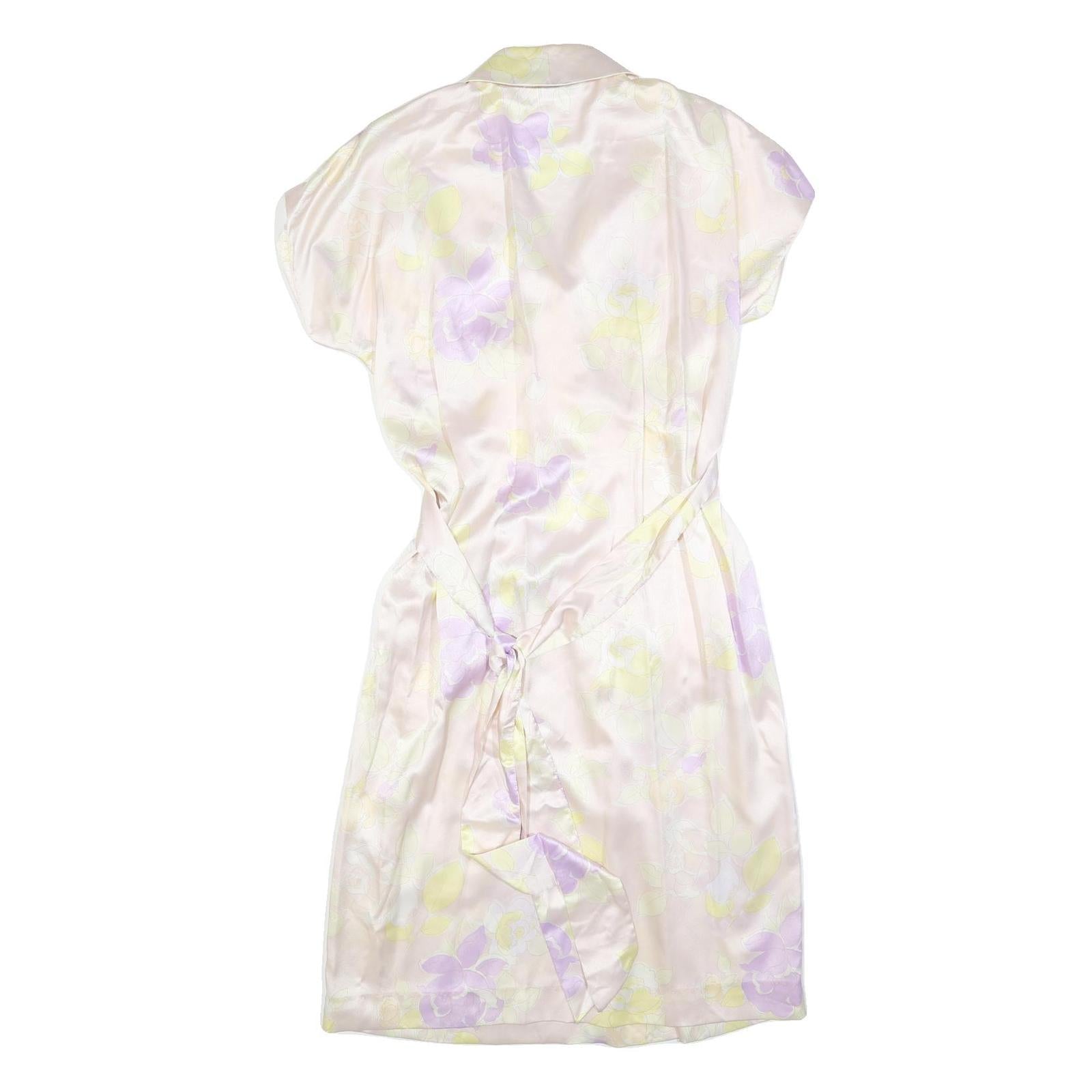 WALLIS Womens Cream & Lilac Floral Day Dress Polyester Short Sleeve Midi M