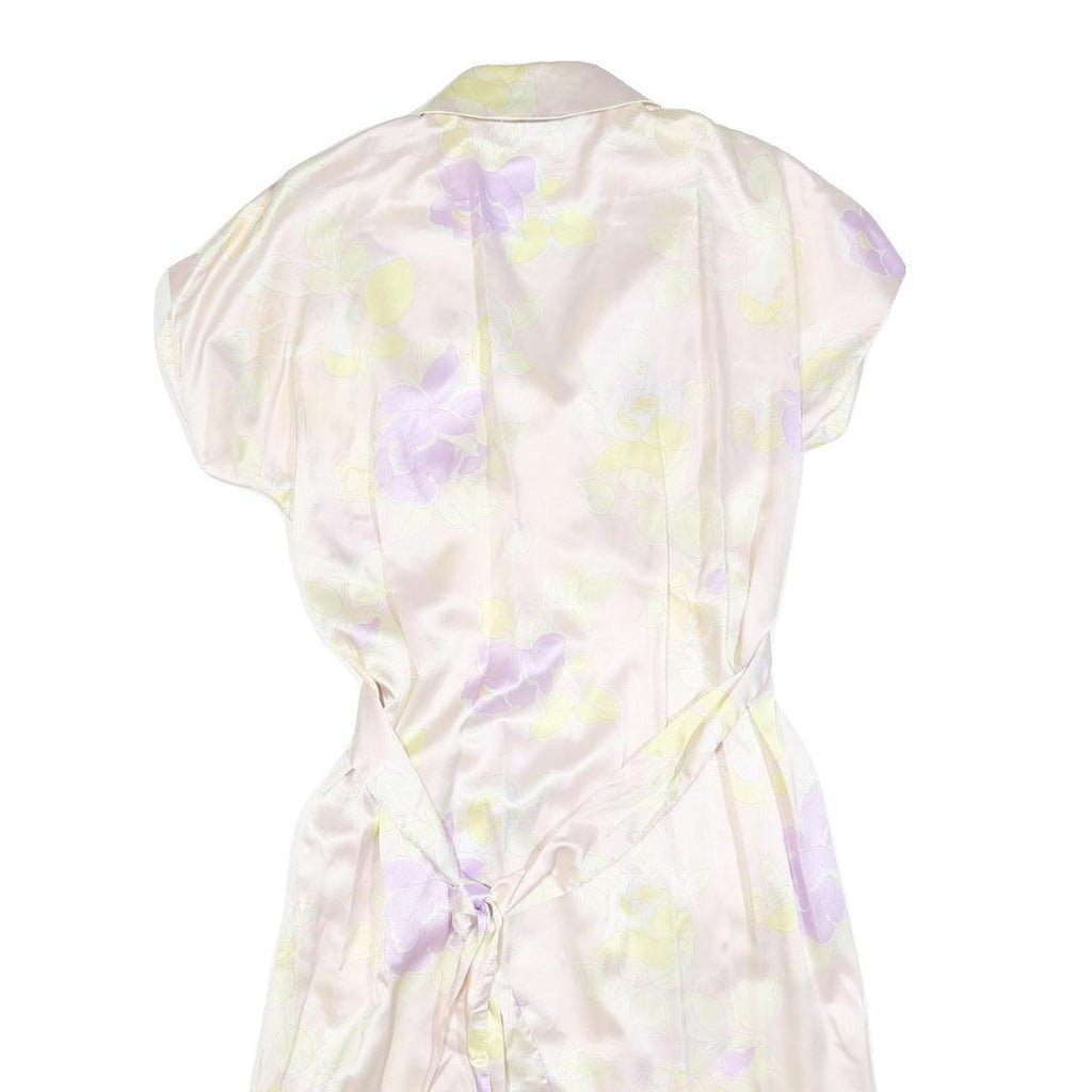 WALLIS Womens Cream & Lilac Floral Day Dress Polyester Short Sleeve Midi M