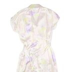 WALLIS Womens Cream & Lilac Floral Day Dress Polyester Short Sleeve Midi M
