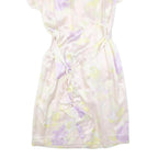 WALLIS Womens Cream & Lilac Floral Day Dress Polyester Short Sleeve Midi M