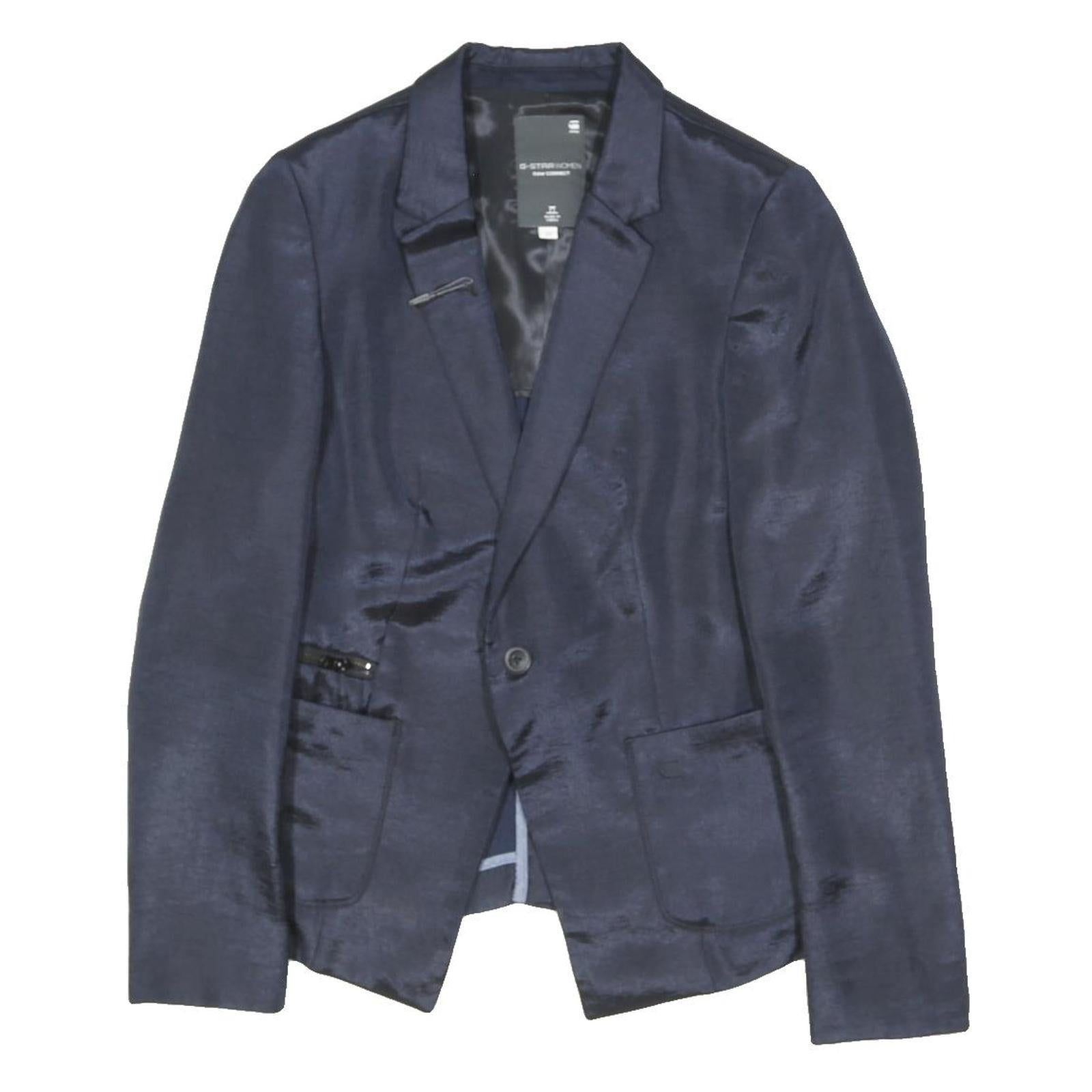 G-STAR Womens Blue Blazer Jacket XS Polyester Blend Tailored Button Closure