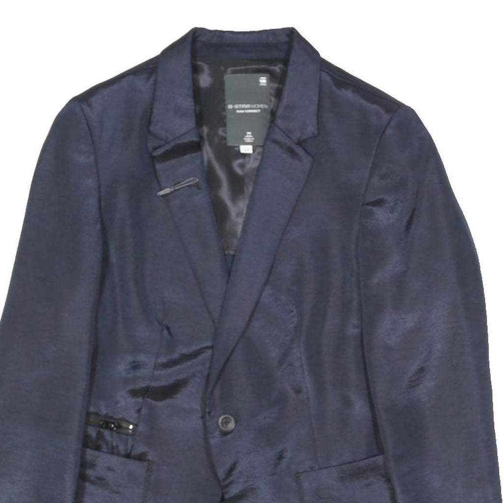 G-STAR Womens Blue Blazer Jacket XS Polyester Blend Tailored Button Closure