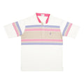 CANADIAN OPEN Mens White & Beige Striped XL Cotton Blend Polo Shirt Short Sleeve
