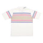 CANADIAN OPEN Mens White & Beige Striped XL Cotton Blend Polo Shirt Short Sleeve