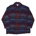 JERI MARQUE Womens Purple Blue Red Button Jacket L Polyester Blend Patterned