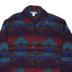 JERI MARQUE Womens Purple Blue Red Button Jacket L Polyester Blend Patterned