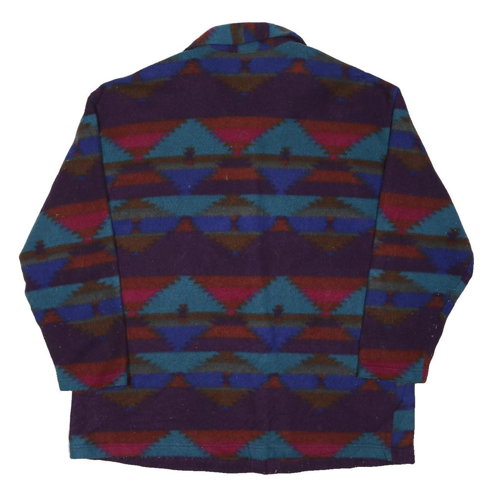 JERI MARQUE Womens Purple Blue Red Button Jacket L Polyester Blend Patterned