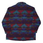 JERI MARQUE Womens Purple Blue Red Button Jacket L Polyester Blend Patterned