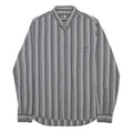 PRETTY GREEN Mens Grey Striped Shirt M Cotton Classic Button-Down Collar Long