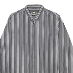 PRETTY GREEN Mens Grey Striped Shirt M Cotton Classic Button-Down Collar Long