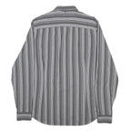 PRETTY GREEN Mens Grey Striped Shirt M Cotton Classic Button-Down Collar Long