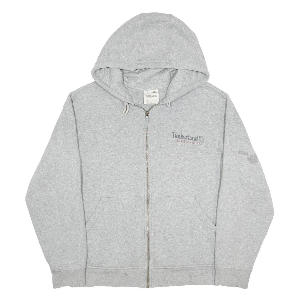 TIMBERLAND Mens Grey Zip Up Hoodie XL Cotton Blend Casual Sweatshirt