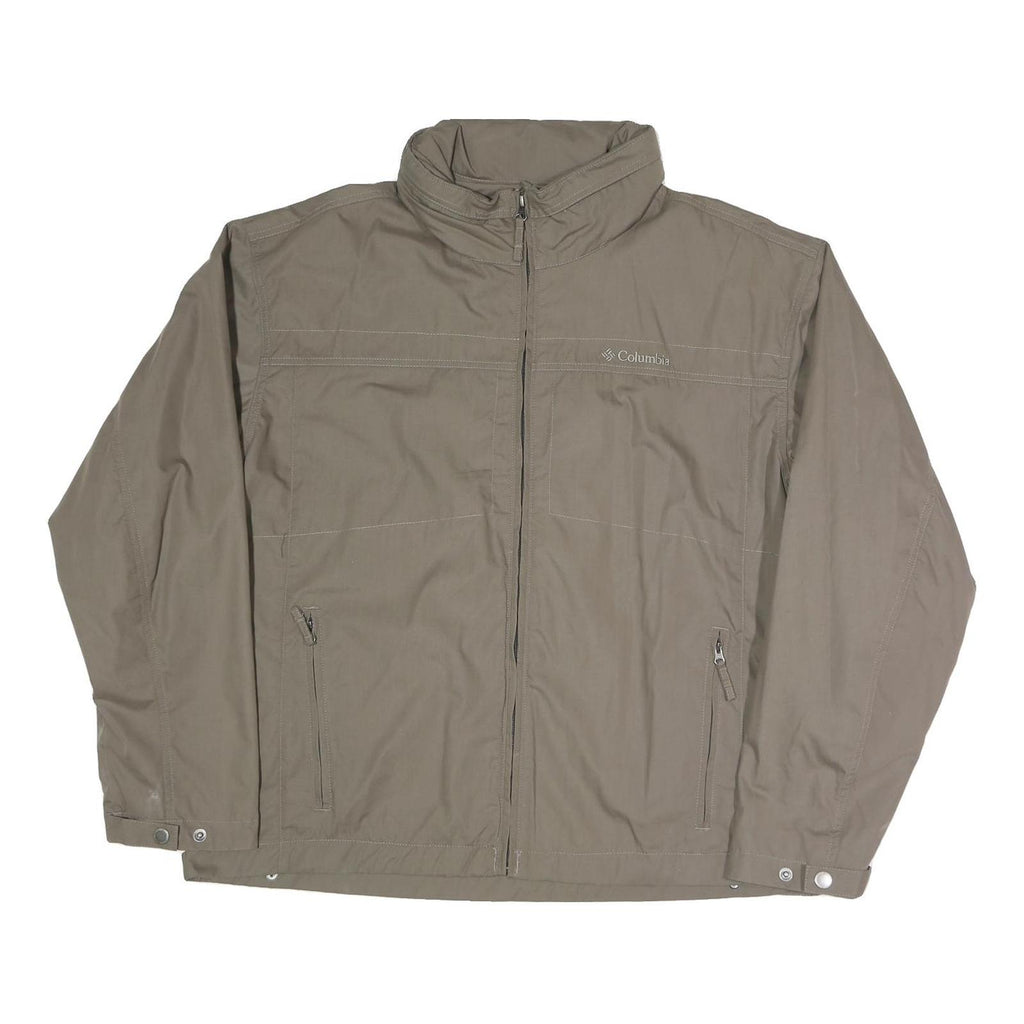 COLUMBIA Mens Beige Outdoor Jacket XL Polyester Blend Plain Zip Casual
