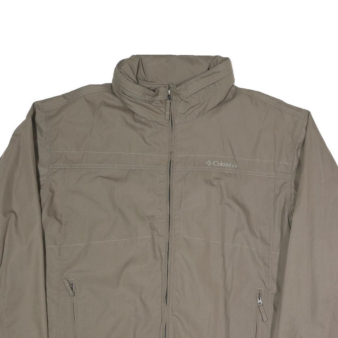 COLUMBIA Mens Beige Outdoor Jacket XL Polyester Blend Plain Zip Casual