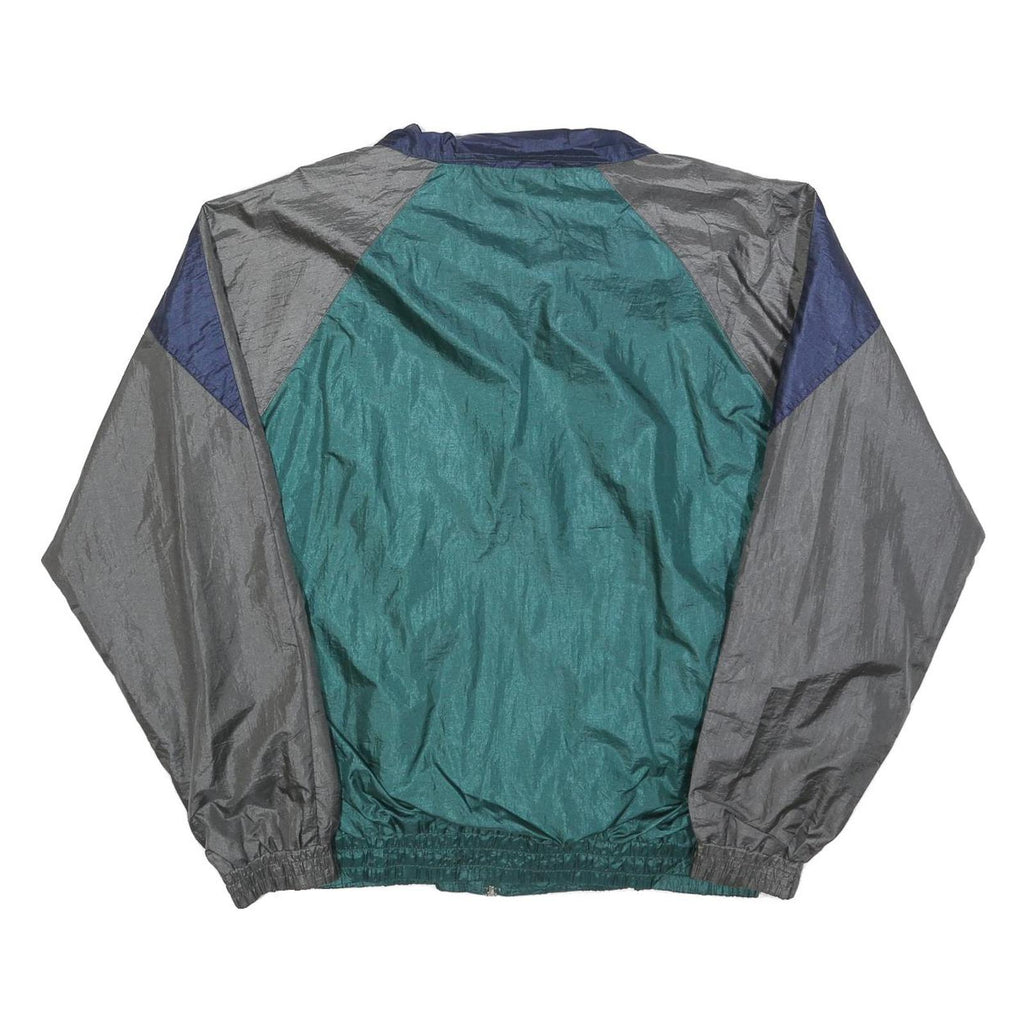 Mens Blue Grey & Green Colourblock Nylon Zip Track Jacket M
