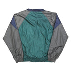 Mens Blue Grey & Green Colourblock Nylon Zip Track Jacket M
