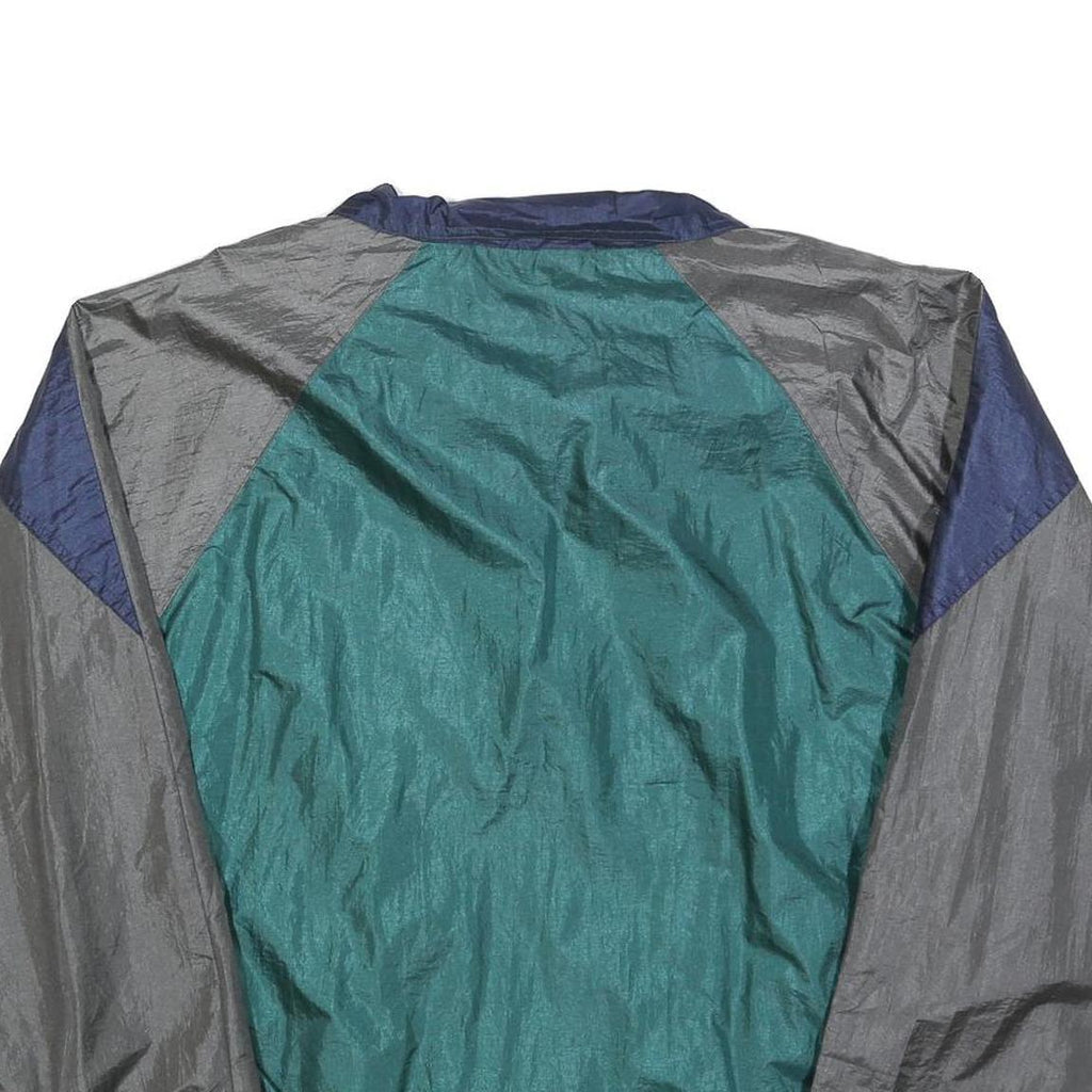 Mens Blue Grey & Green Colourblock Nylon Zip Track Jacket M