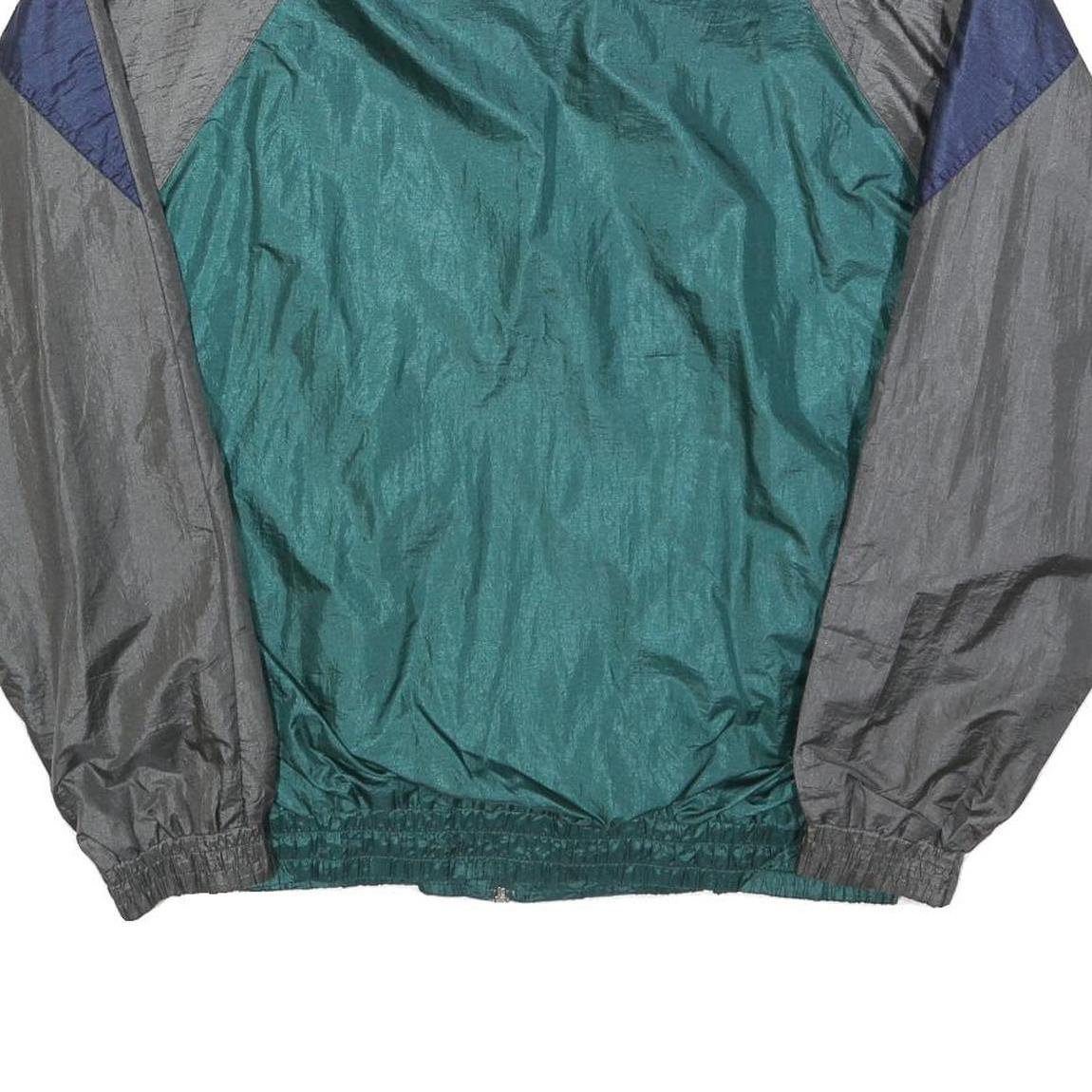 Mens Blue Grey & Green Colourblock Nylon Zip Track Jacket M