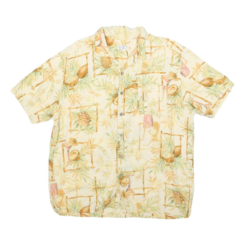 OCEAN & COAST Mens Cream Tropical Print Shirt XL Summer Beach Holiday Casual