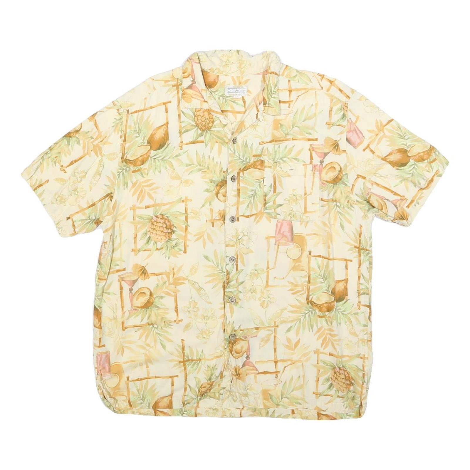 OCEAN & COAST Mens Cream Tropical Print Shirt XL Summer Beach Holiday Casual