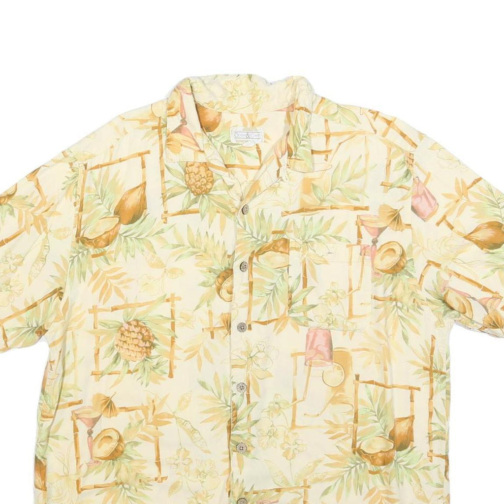 OCEAN & COAST Mens Cream Tropical Print Shirt XL Summer Beach Holiday Casual