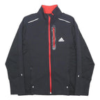 ADIDAS Boys Black & Red Zip Jacket 13-14Y Cotton Blend Athletic Track Top