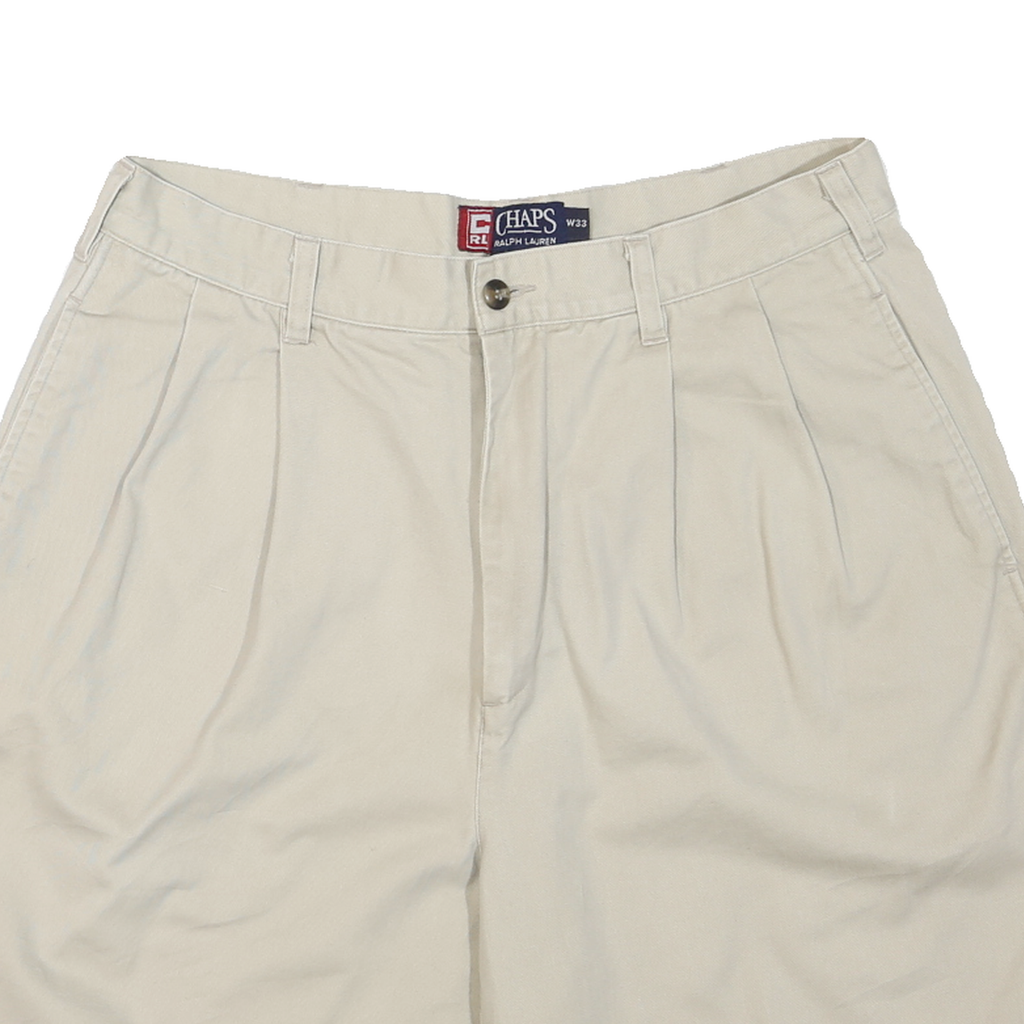 CHAPS Womens Shorts Beige Casual Plain M W33 Cotton Blend Summer