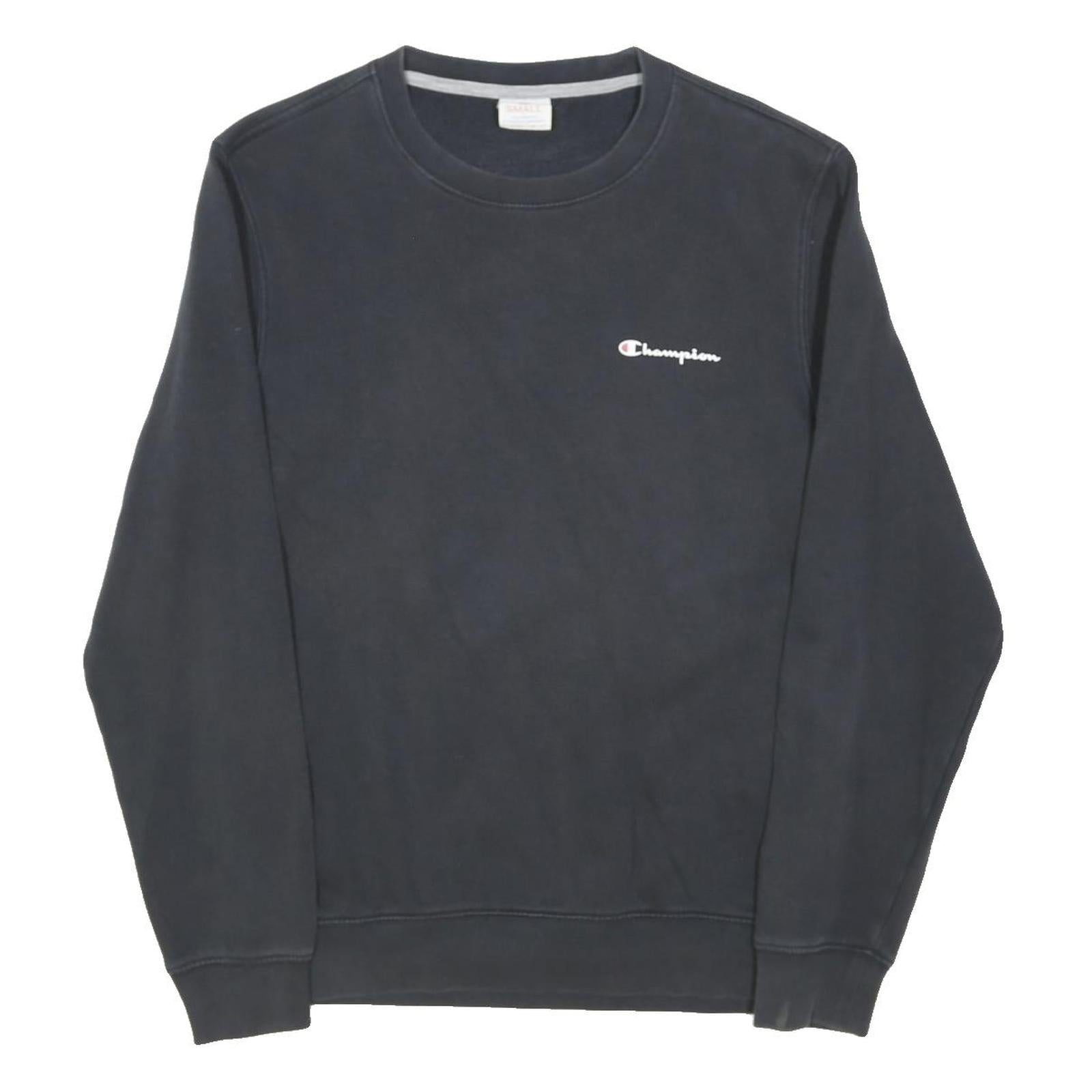 CHAMPION Mens Black Crew Neck S Cotton Blend Pullover Sweatshirt Classic
