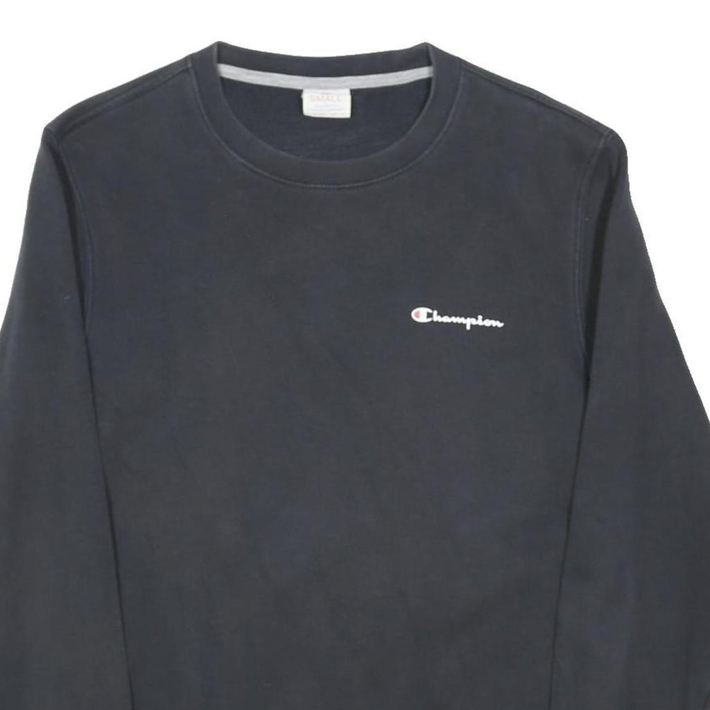 CHAMPION Mens Black Crew Neck S Cotton Blend Pullover Sweatshirt Classic
